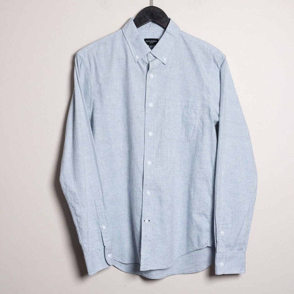 Like New Club Monaco Slim Fit Button Down Shirt Soft Cotton Houndstooth